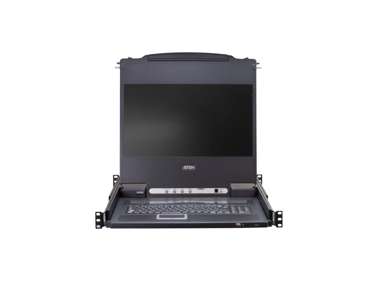 ATEN CL5708MW Commutateur KVM VGA LCD 43cm large à un seul rail PS/2-USB 8 ports , FR-Layout