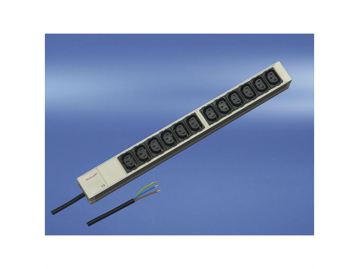 Bâtis de prises SCHROFF, IEC C13 avec câble de raccordement ouvert, 12x IEC C13, 19"
