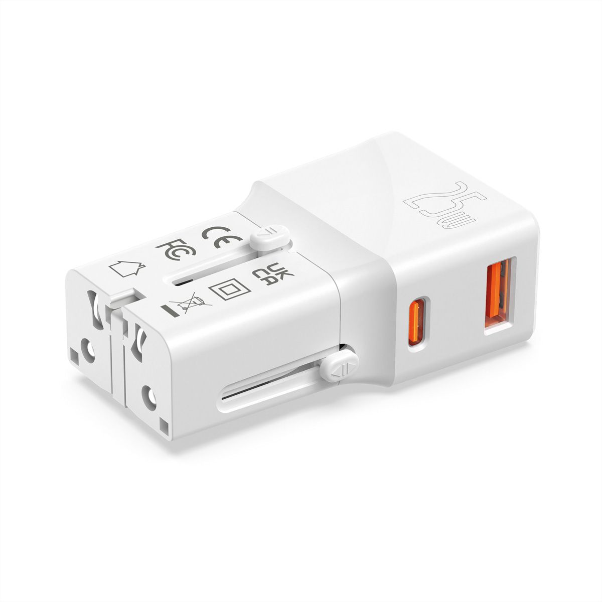 VALUE Chargeur de voyage USB avec prise UK/US/Euro, 2 ports, 1x QC3.0 A + 1x C (PD), 25W