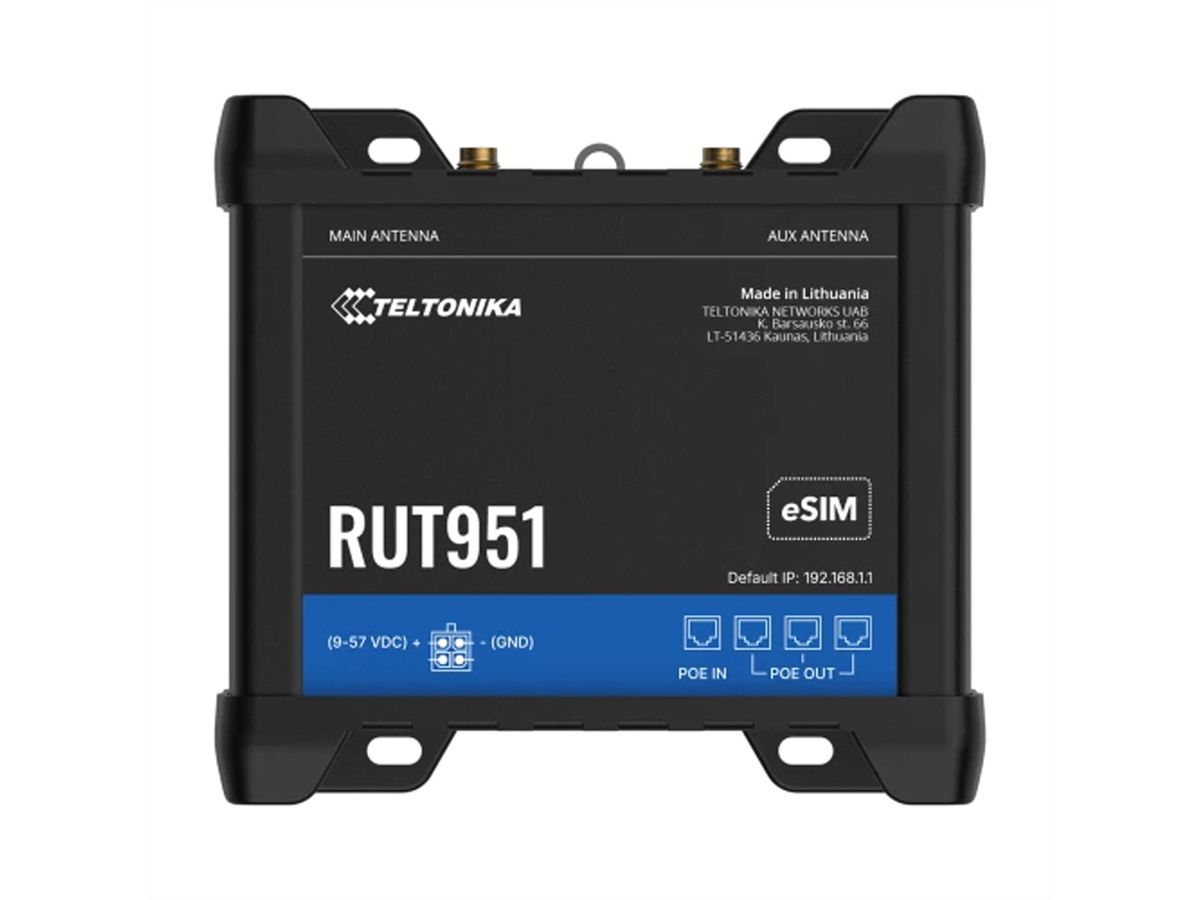 TELTONIKA RUT951 Routeur industriel LTE/4G PoE, avec bloc d'alimentation, RUT951B10K00