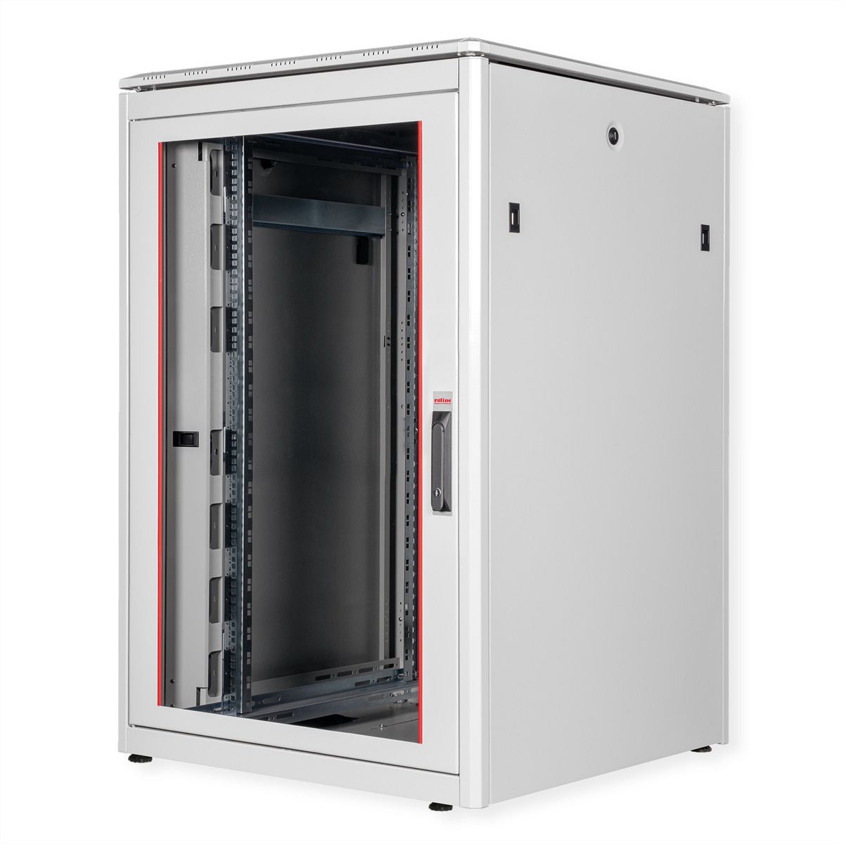 ROLINE 19" Baie réseau Pro 22U, 800x800 LxP Porte verre gris