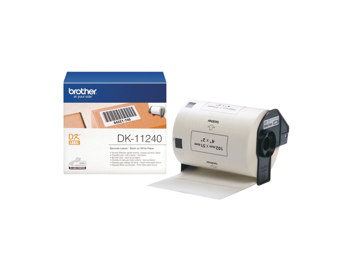 Brother DK-11240 - Rouleau d'étiquettes original – Noir sur blanc, 102 x 51 mm
