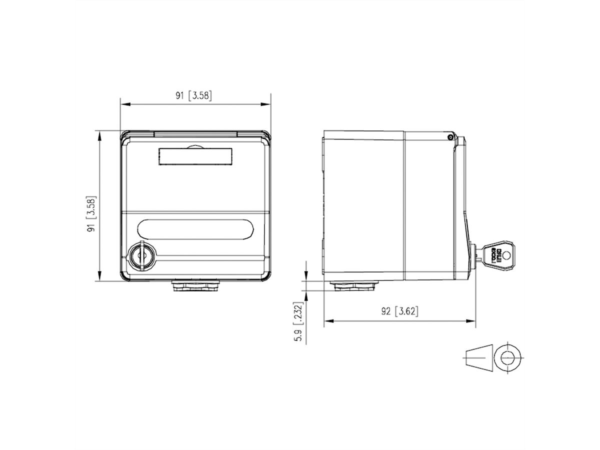 METZ CONNECT Boîtier apparent pour module IP44 , Couvercle rabattable + serrure, 2 ports non équipés , gris