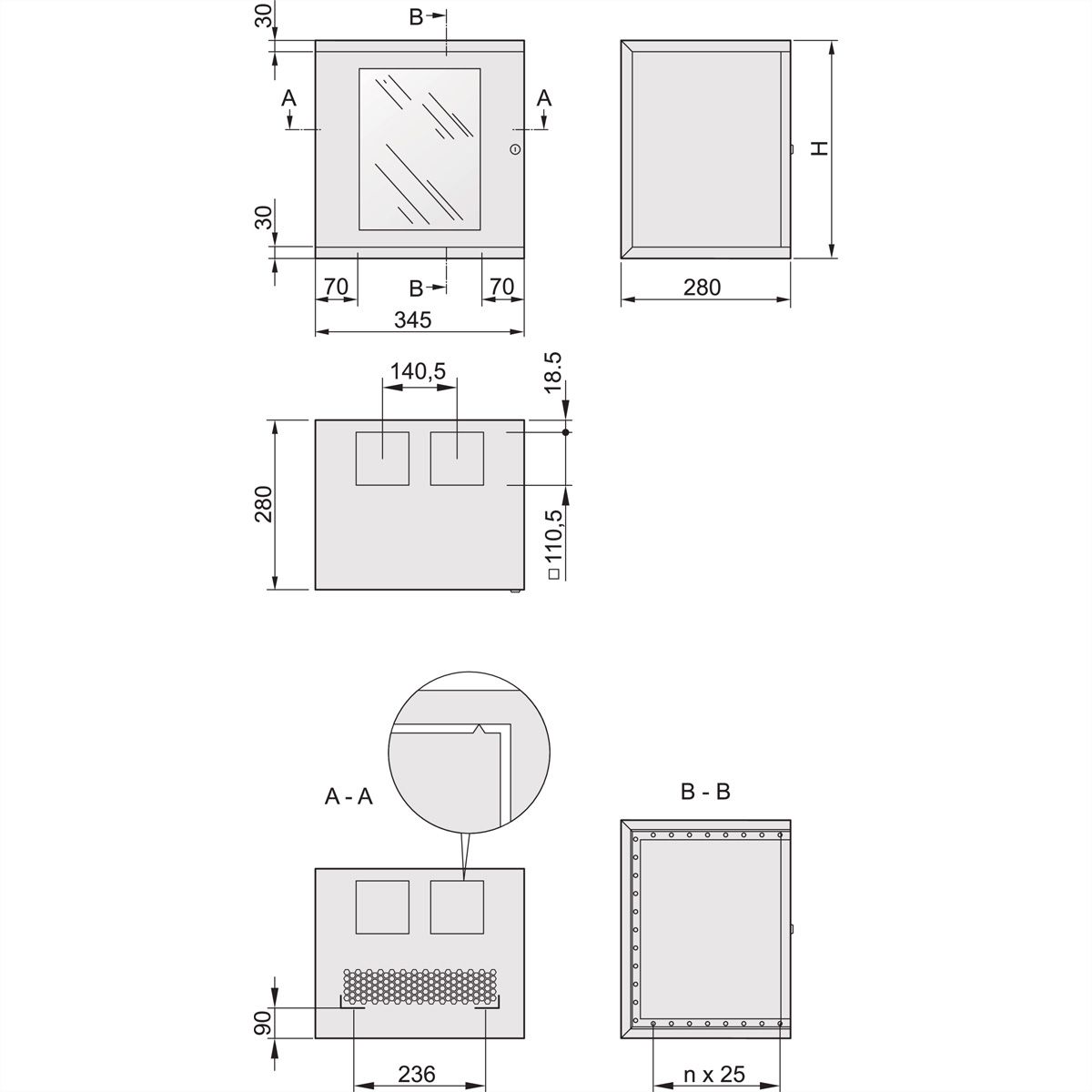 SCHROFF Armoire EPCASE 10", 4 UH, porte en verre, (HxLxP) 262x345x280mm