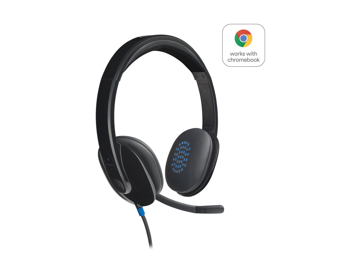 Logitech H540 USB Computer Headset Avec un son haute définition et des commandes sur l'oreillette