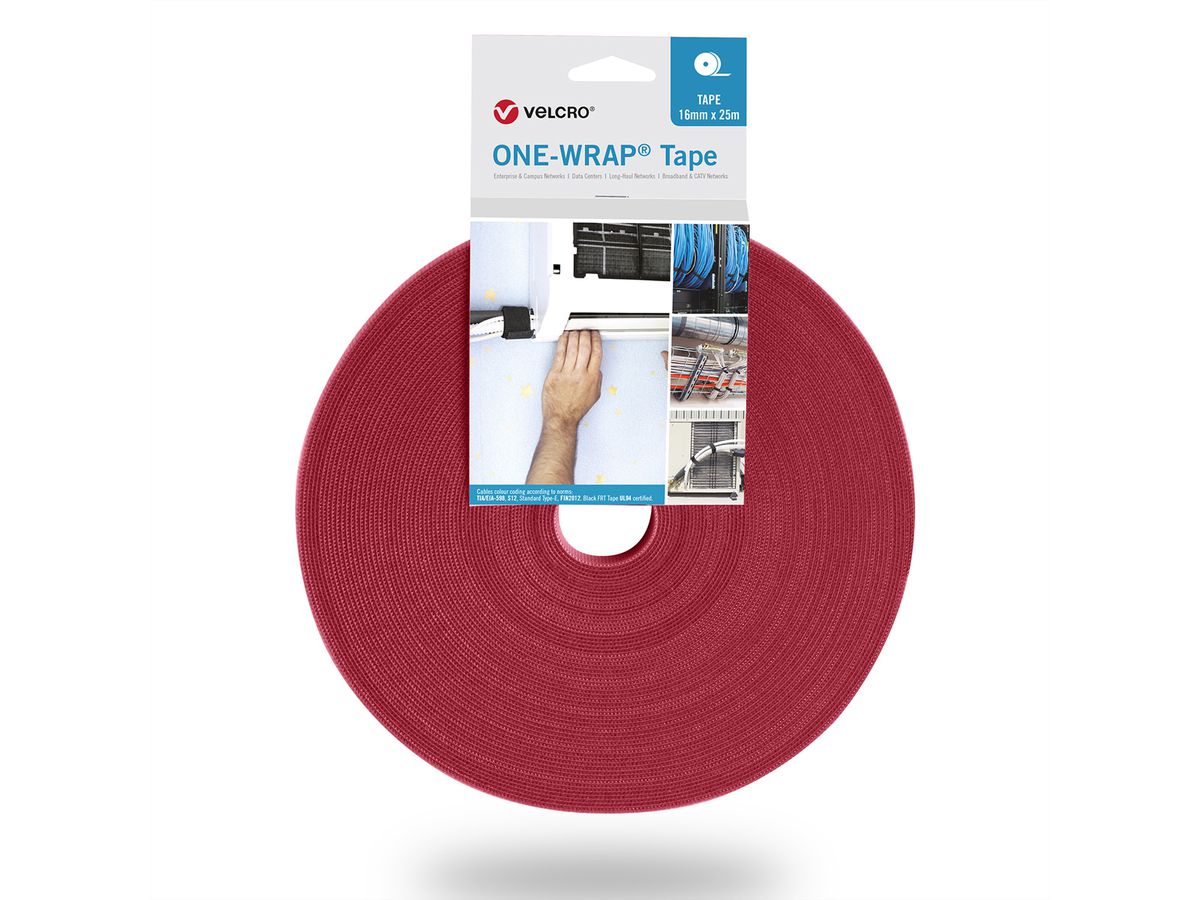 VELCRO® One Wrap® Bande 30 mm, rouge, 25 m