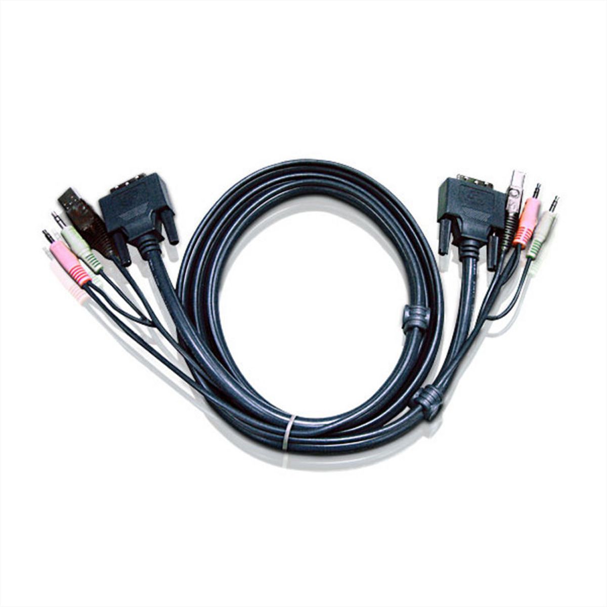 ATEN 2L-7D02UD Câble KVM DVI-D (Dual Link), USB, Audio, noir, 1,8 m
