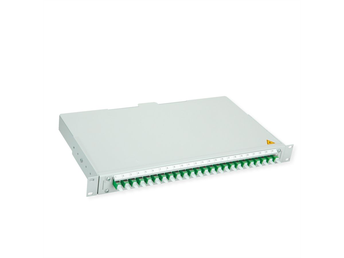 TELEGÄRTNER BASIS V Panneau fibre optique avec coupleurs & Pigtails , 24x E2000, OS2 vert APC