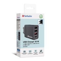 VERBATIM Chargeur USB mural 4 ports 30 W noir