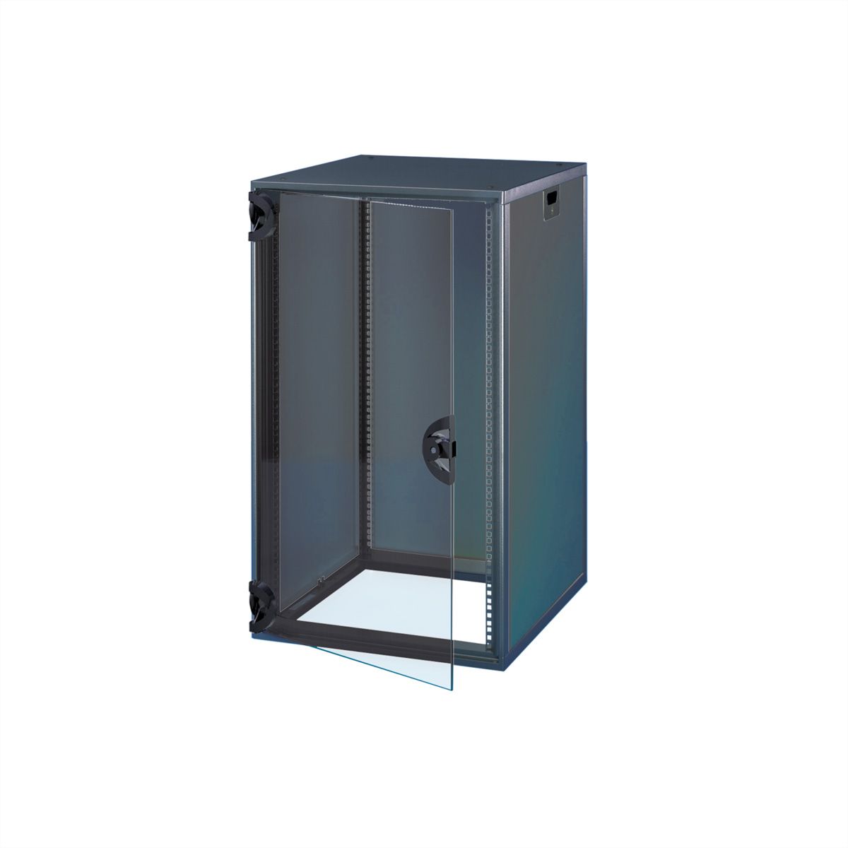 Armoire Novastar SCHROFF avec porte vitrée et panneau arrière, Slim-Line, RAL 7021, 945H 553W 600D