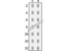 Connecteur SCHROFF de type D, EN 60603, DIN 41612, femelle, 32 contacts, wire-wrap, 20 mm