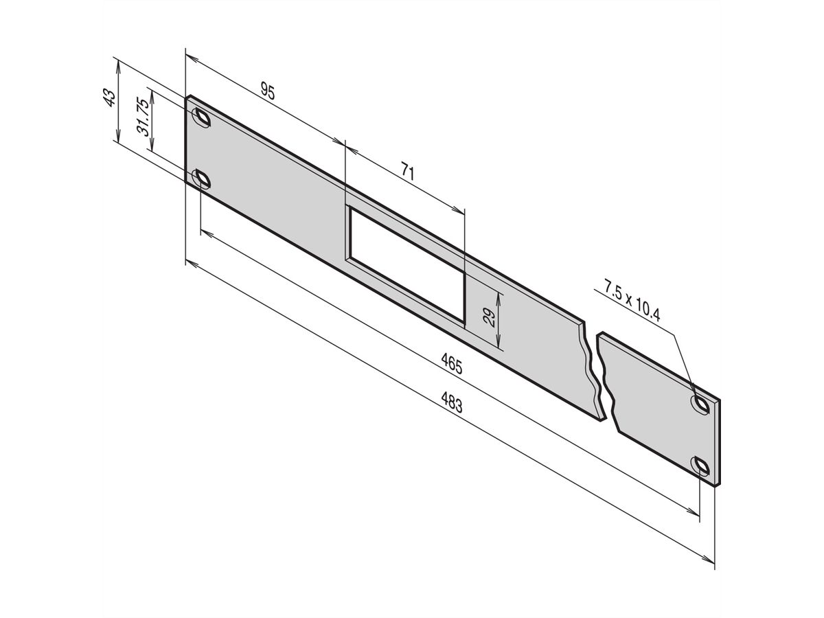 SCHROFF 19" Face avant pour thermostat avec affichage digital, 1 U, 2,5 mm, Al, anodisé