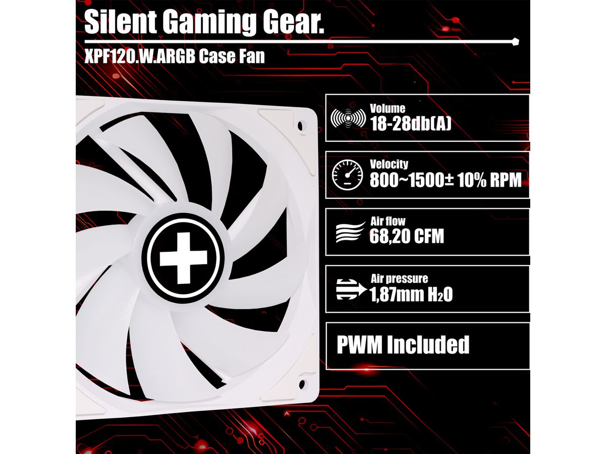 Xilence XPF120.W.ARGB 120mm PWM Ventilateur de boîtier, ARGB LED