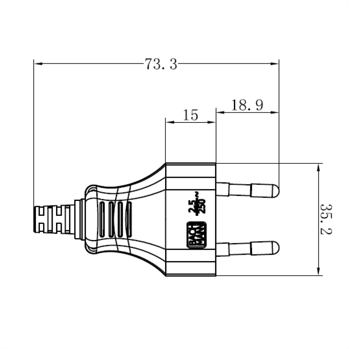 BACHMANN Connecteur Euro plat blanc