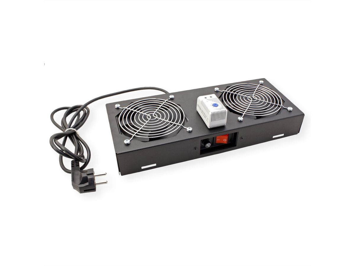 ROLINE Unité de ventilation 2 ventilateurs, thermostat , pour boîtier mural 19", noir