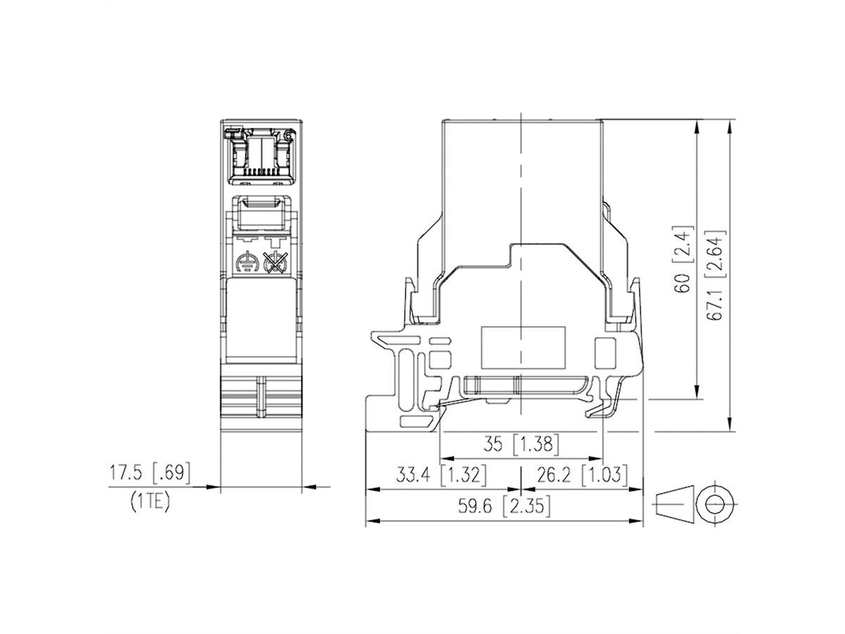 METZ CONNECT E-DAT Industry rail de serrage TS35 + RJ45 insert de coupleur Cat.6 Class EA
