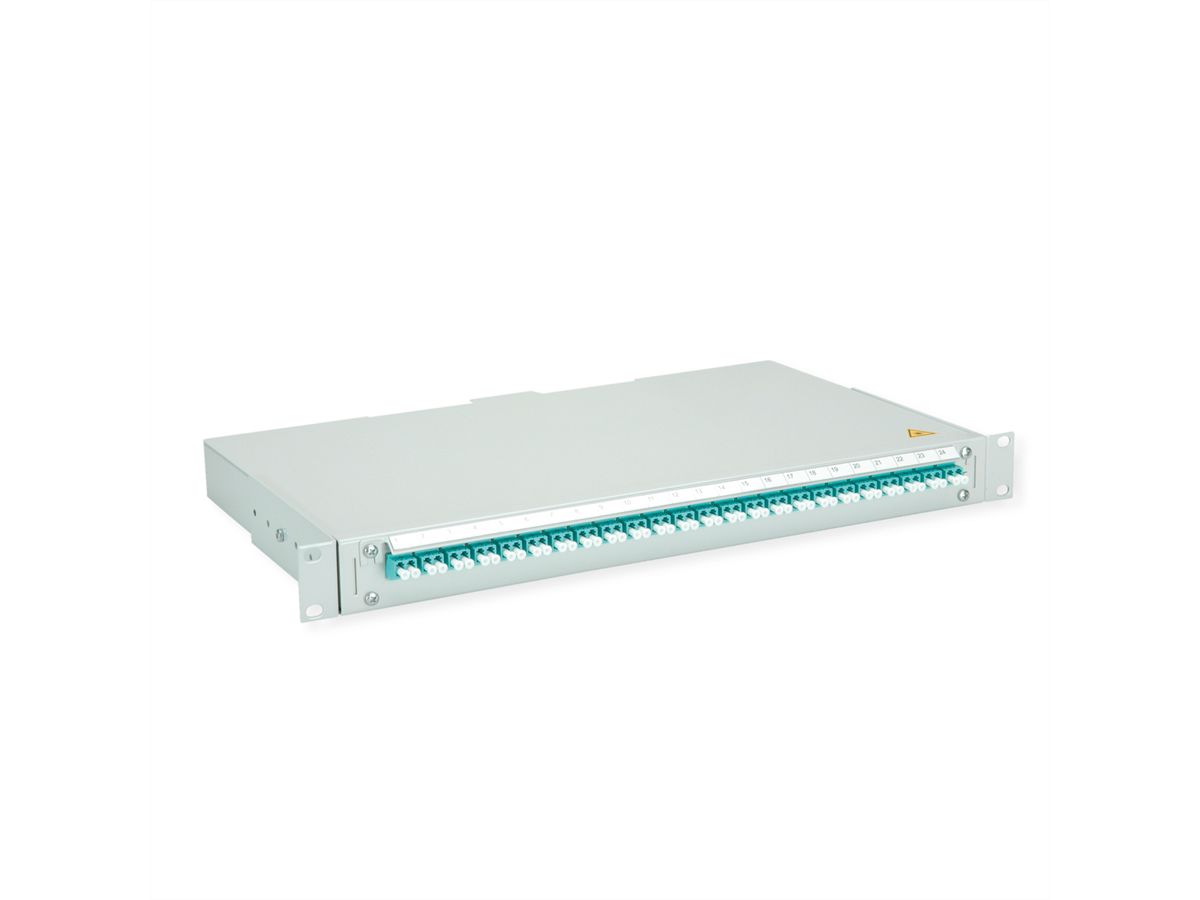 TELEGÄRTNER BASIS V Panneau fibre optique avec coupleurs & Pigtails , 24x LC Duplex, turquoise, OM3