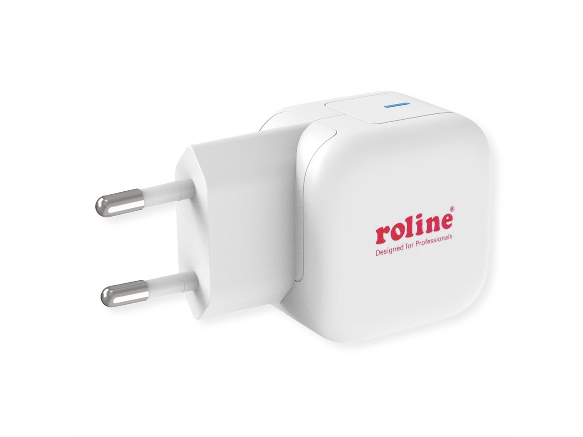 ROLINE Chargeur USB avec prise Euro, 1 port, QC3.0, GaN, 20W