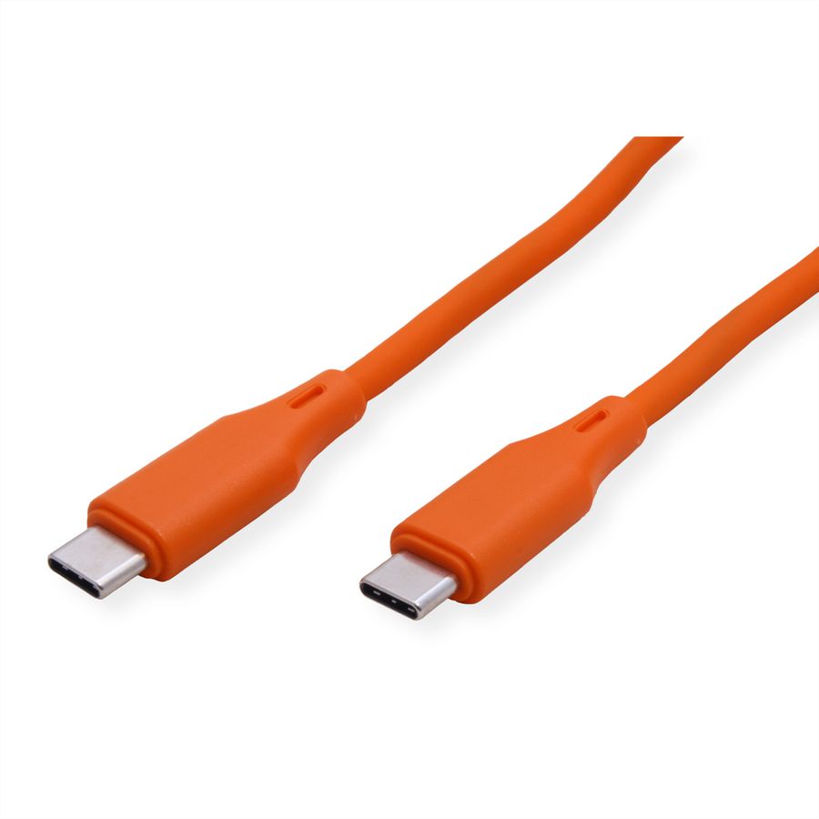 ROLINE Câble USB 2.0, C–C, M/M, silicone, 60W, orange, 1 m