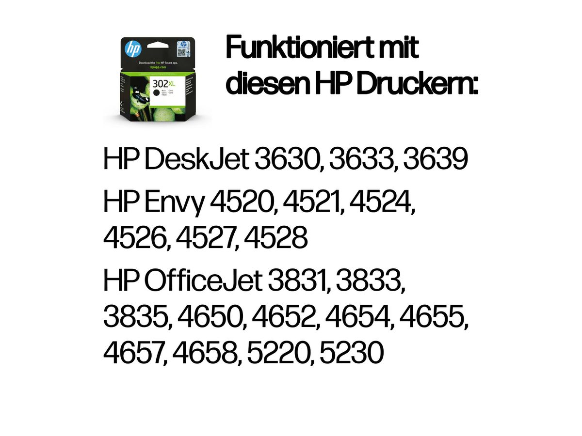 HP 302XL Cartouche d’encre noire grande capacité authentique