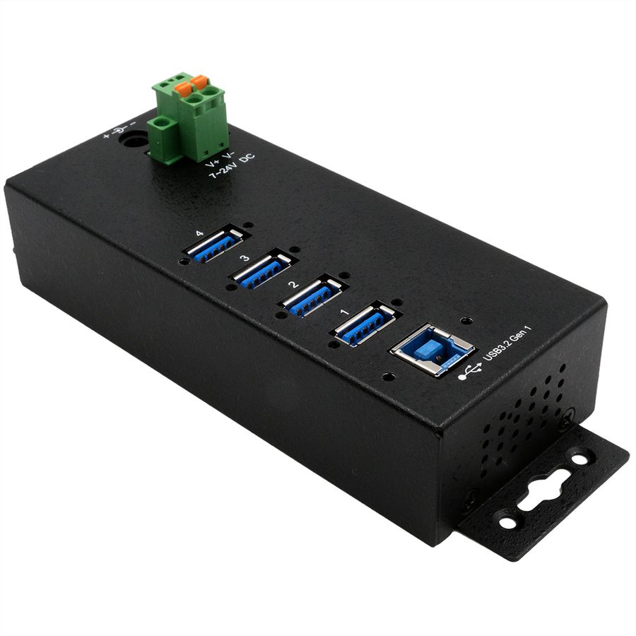 EXSYS EX-1505HMVS Hub métallique USB 3.2 Gen 1 à 4 ports, avec alimentation 3,0 A sur 4 ports