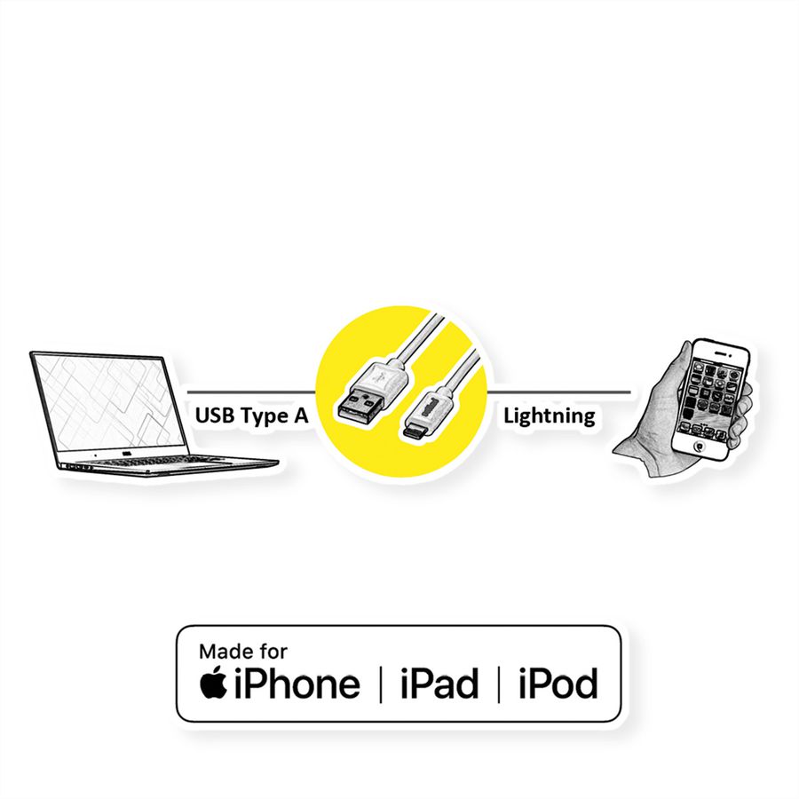 ROLINE GOLD Câble de charge et synchronisation pour appareils à connecteur 8pin, avec fonction d'appui, 1 m