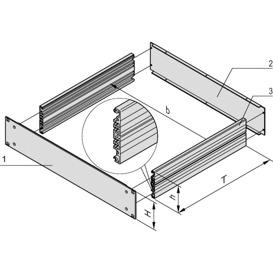 Kit de base pour châssis MultipacPRO 19" SCHROFF, 1 U, profondeur 340 mm