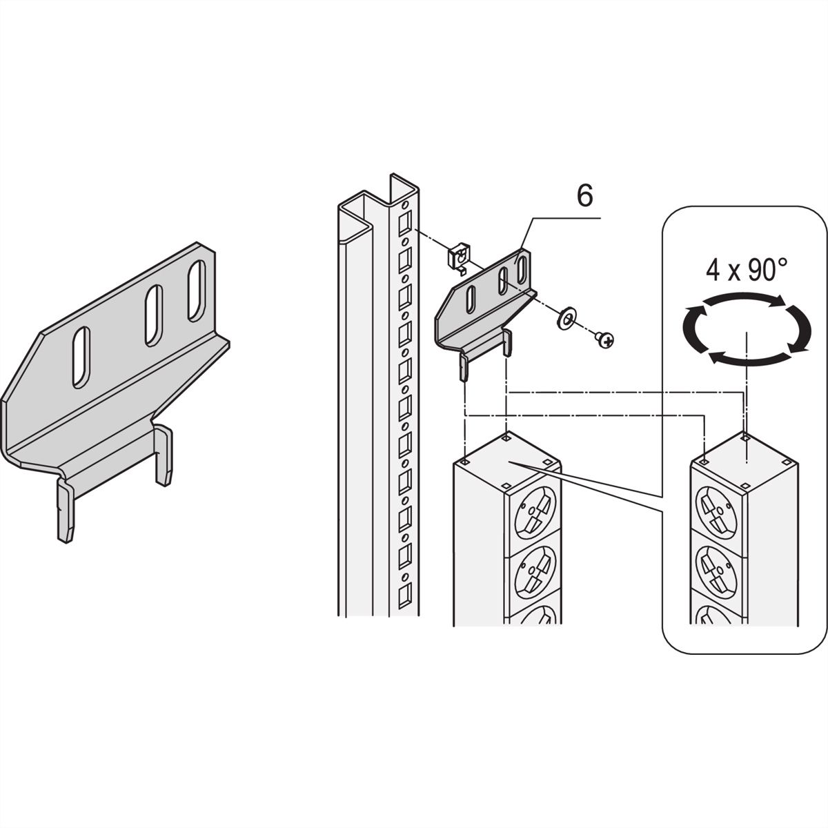 Bâti de prises SCHROFF, IEC, triphasé, 16 A, fiche IEC 60309, 18 x IEC C13