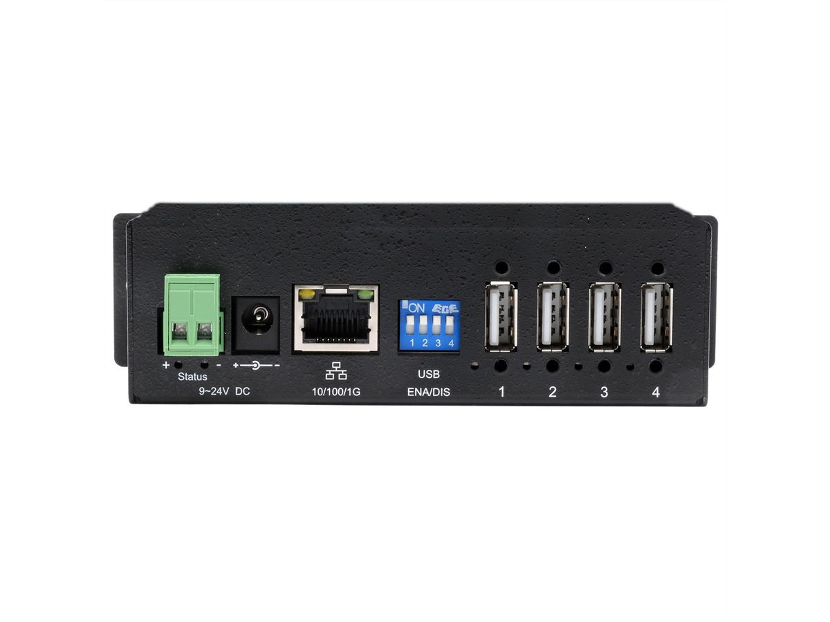 EXSYS EX-6003HMVS Serveur de périphériques 4x USB 2.0, entrée 9V-24V DC, boîtier métallique