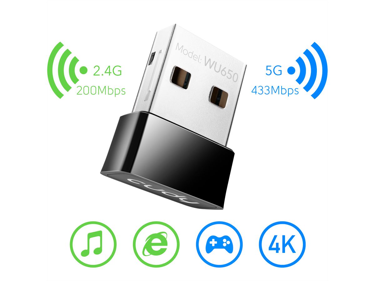CUDY WU650 AC650 Adaptateur WiFi Mini USB