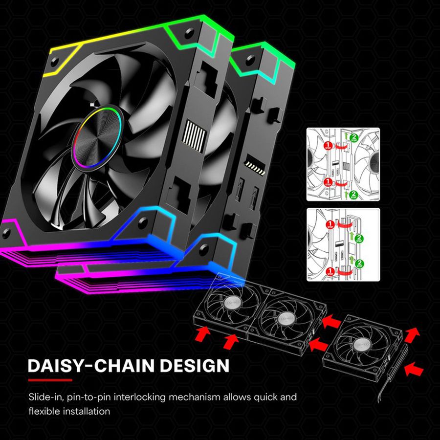 Xilence XPF120.ARGB 120mm PWM Ventilateur de boîtier, ARGB LED