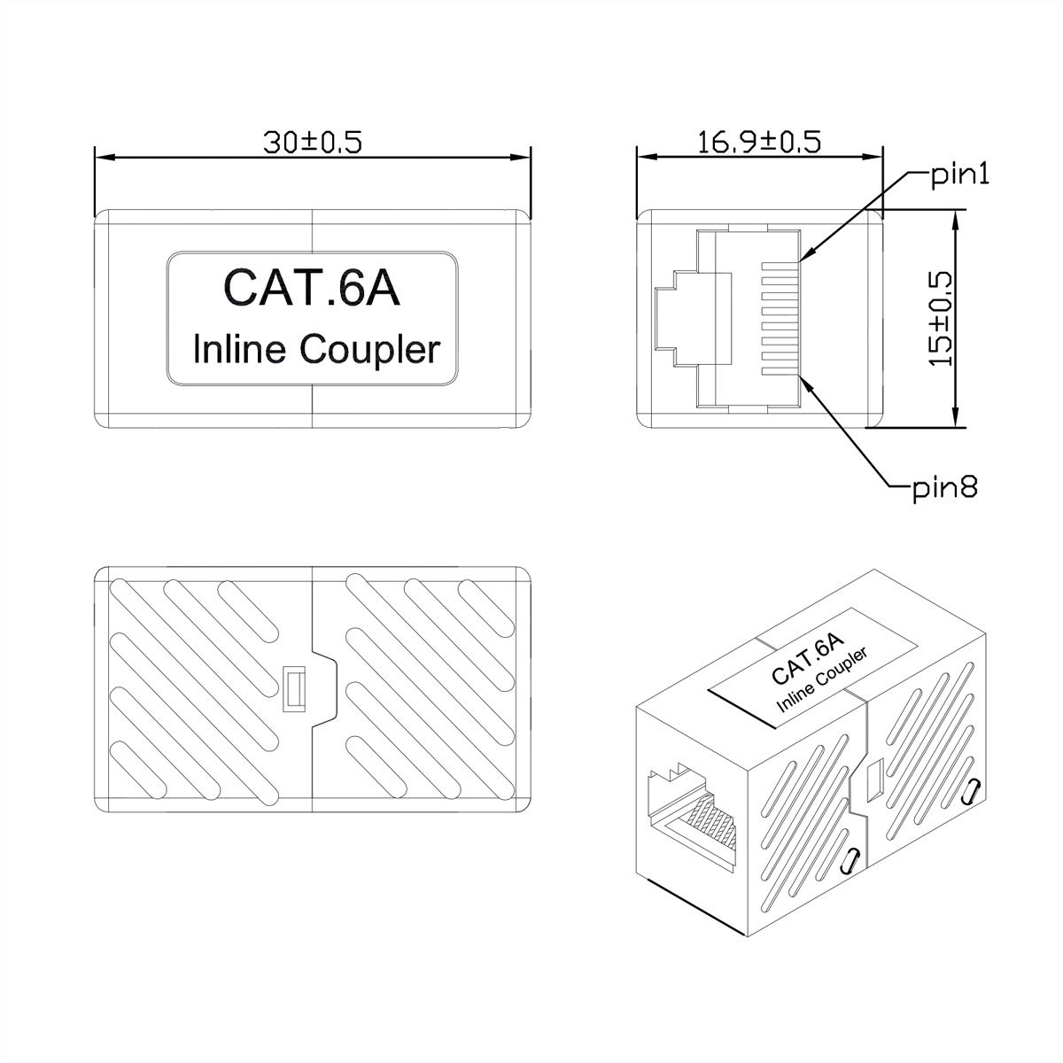 ROLINE Coupleur RJ-45 non blindé, Cat.6A/Classe EA, blanc
