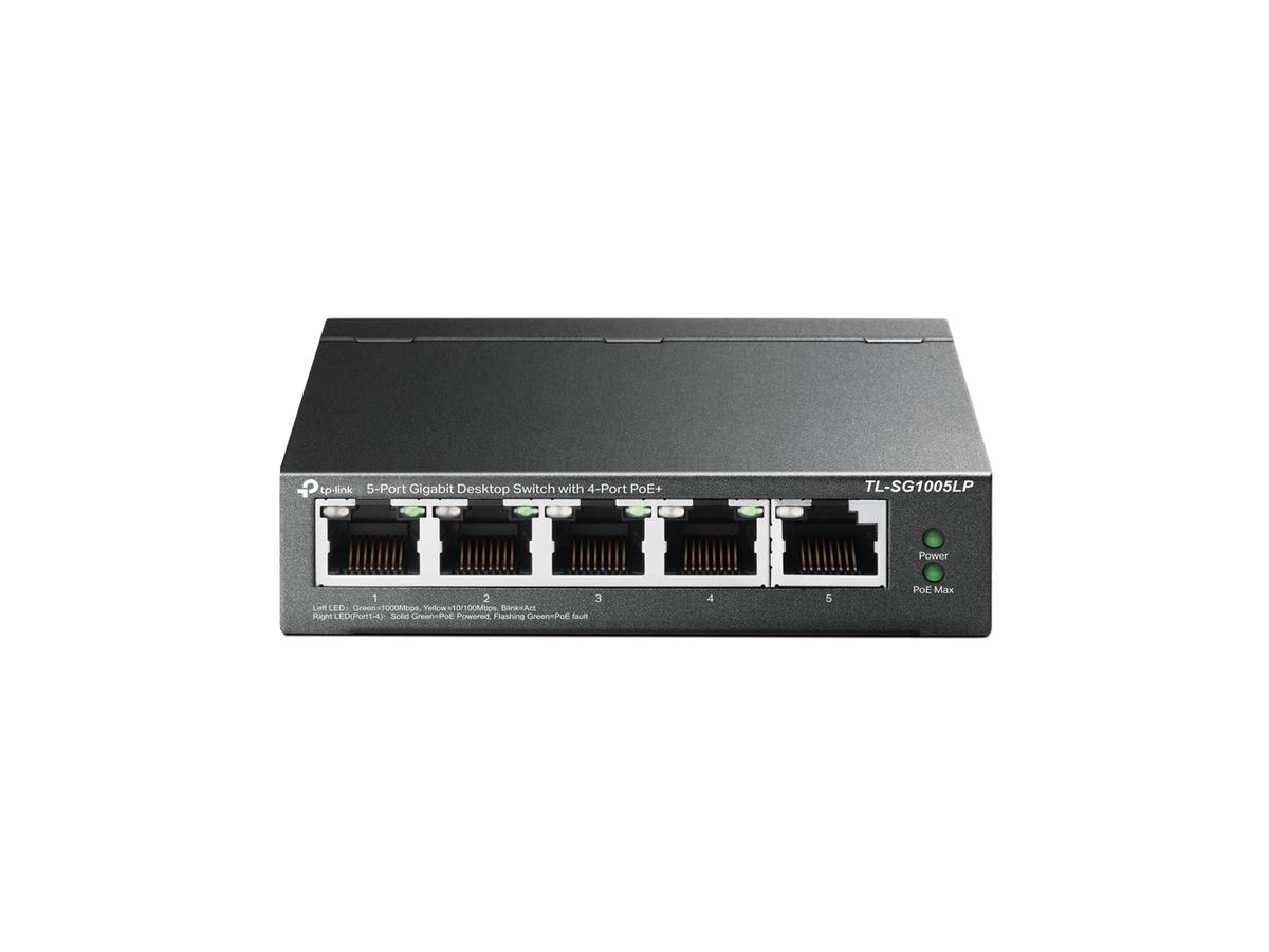 TP-Link TL-SG1005LP commutateur réseau Non-géré Gigabit Ethernet (10/100/1000) Connexion Ethernet, supportant l'alimentation via ce port (PoE) Noir