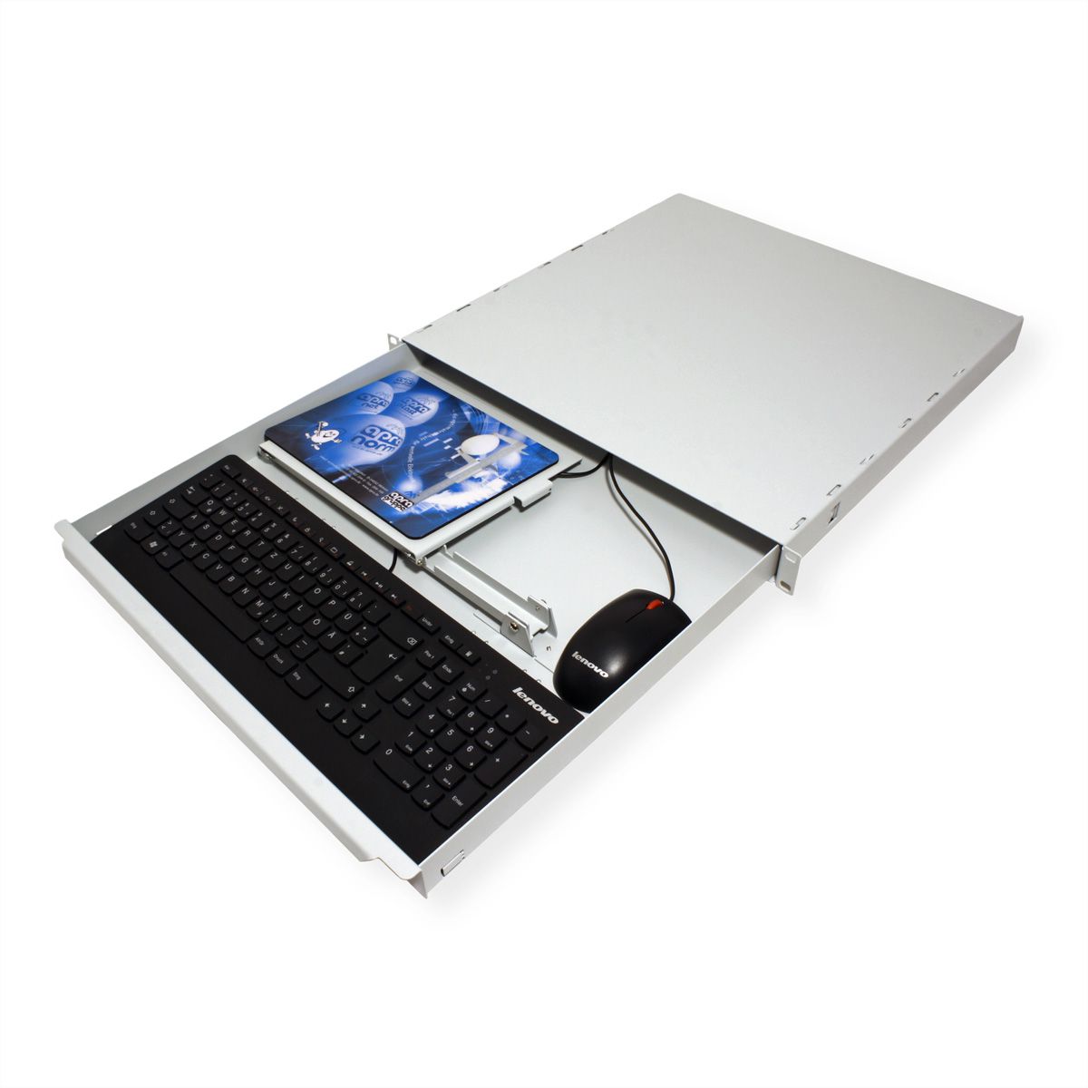 Tiroir clavier 19" 1UH sans clavier, gris clair