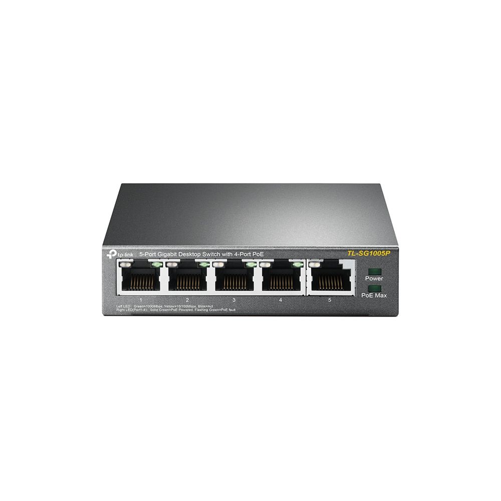 TP-Link TL-SG1005P commutateur réseau Non-géré Gigabit Ethernet (10/100/1000) Connexion Ethernet, supportant l'alimentation via ce port (PoE) Noir