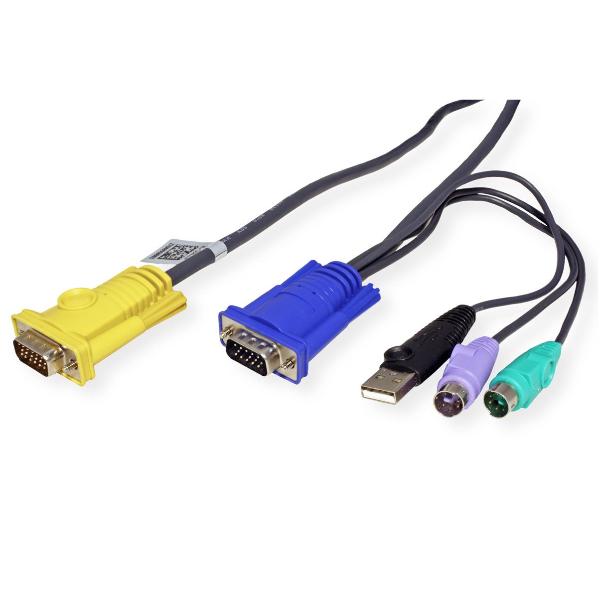 ATEN 2L-5302UP Câble KVM USB PS/2, noir, 1,8 m