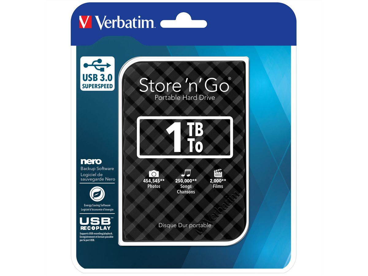 VERBATIM Store 'n' Go USB 3.0, Disque dur portable 1 To