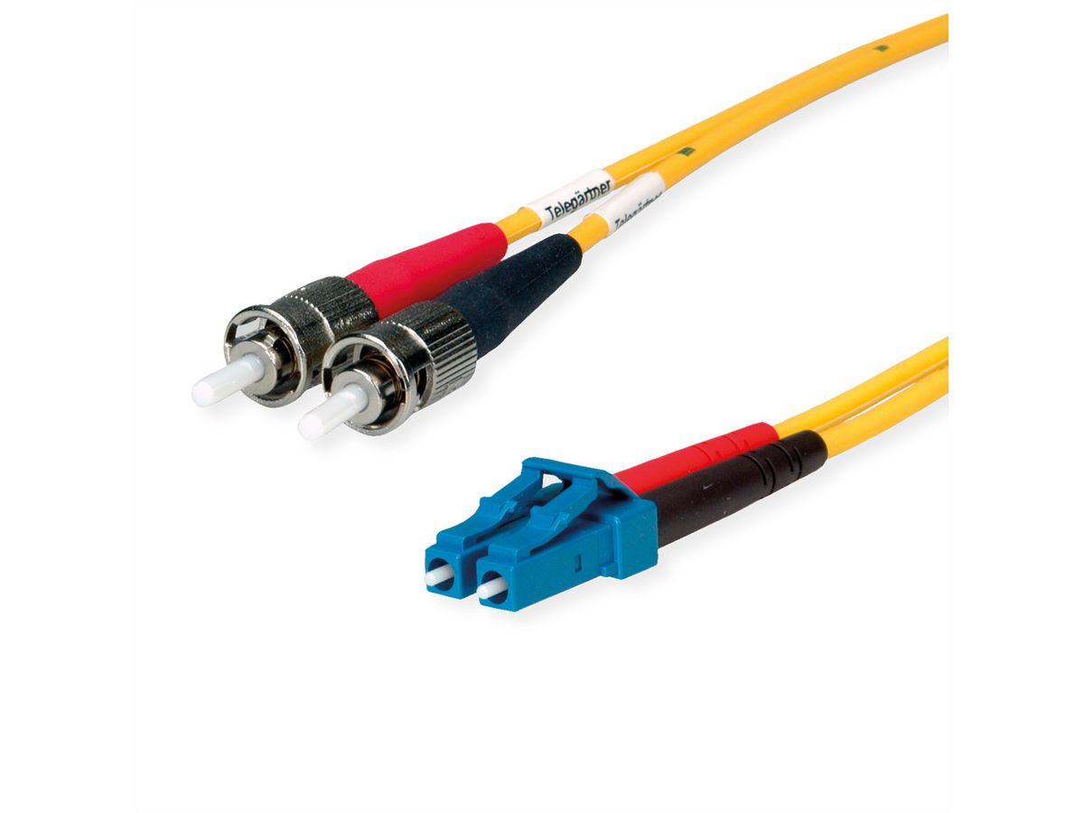 TELEGÄRTNER Câble adaptateur duplex 9/125 OS2, 2x ST, 1x LC Duplex, jaune, 1 m
