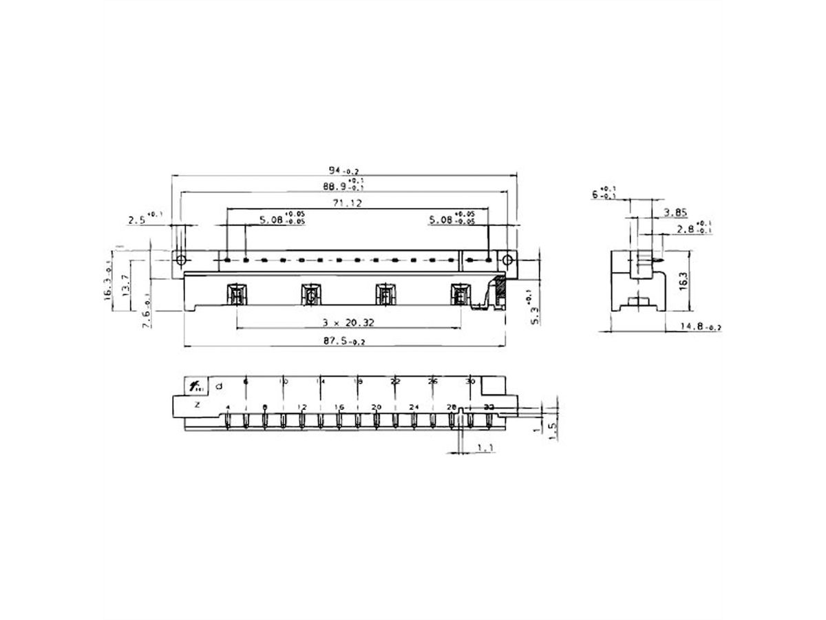 Connecteur SCHROFF de type H, EN 60603, DIN 41612, mâle, 15 contacts, longueur des broches 2.9 mm