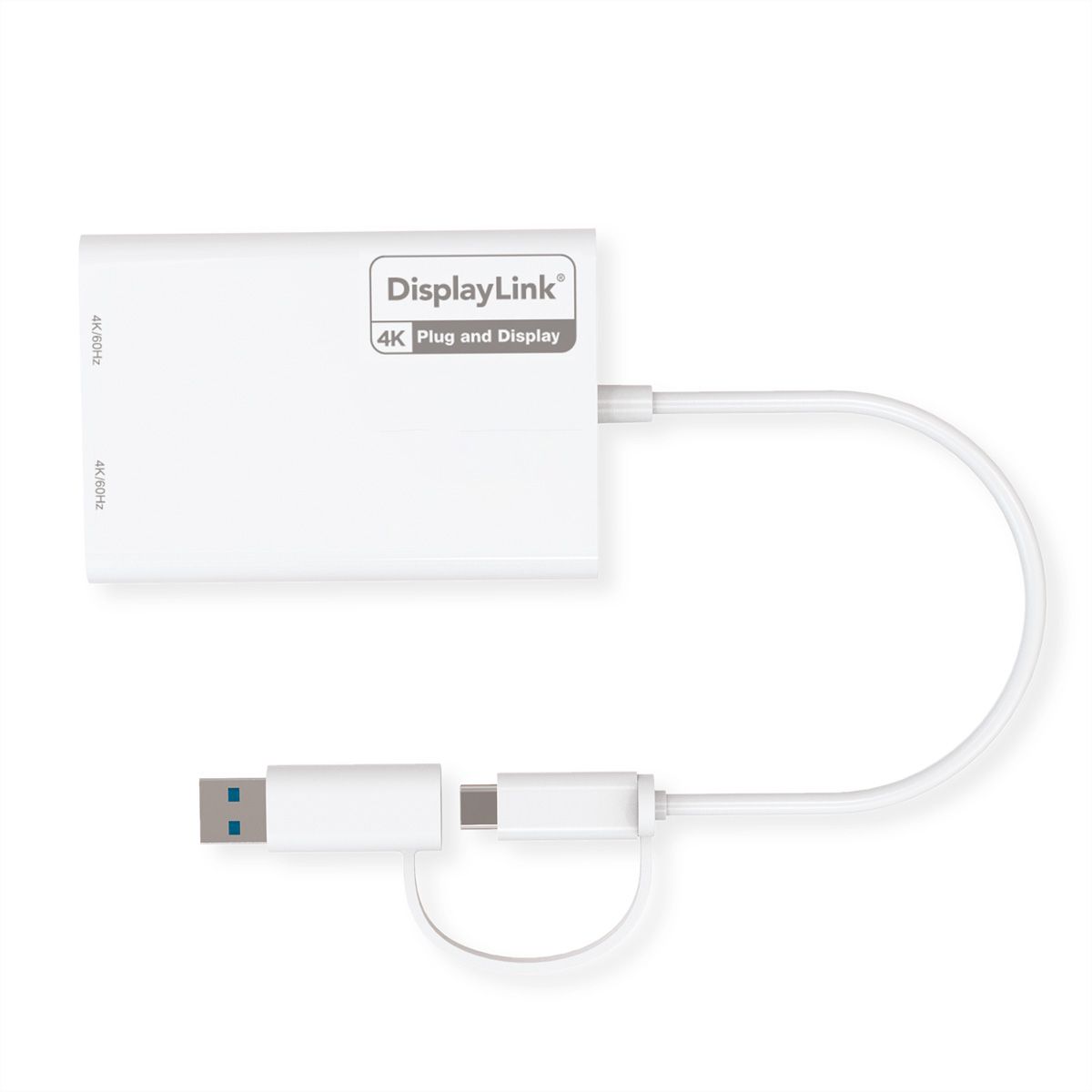 ROLINE Adaptateur Multi-DisplayLink USB type A+C - 2x HDMI, Multi-Stream 4K