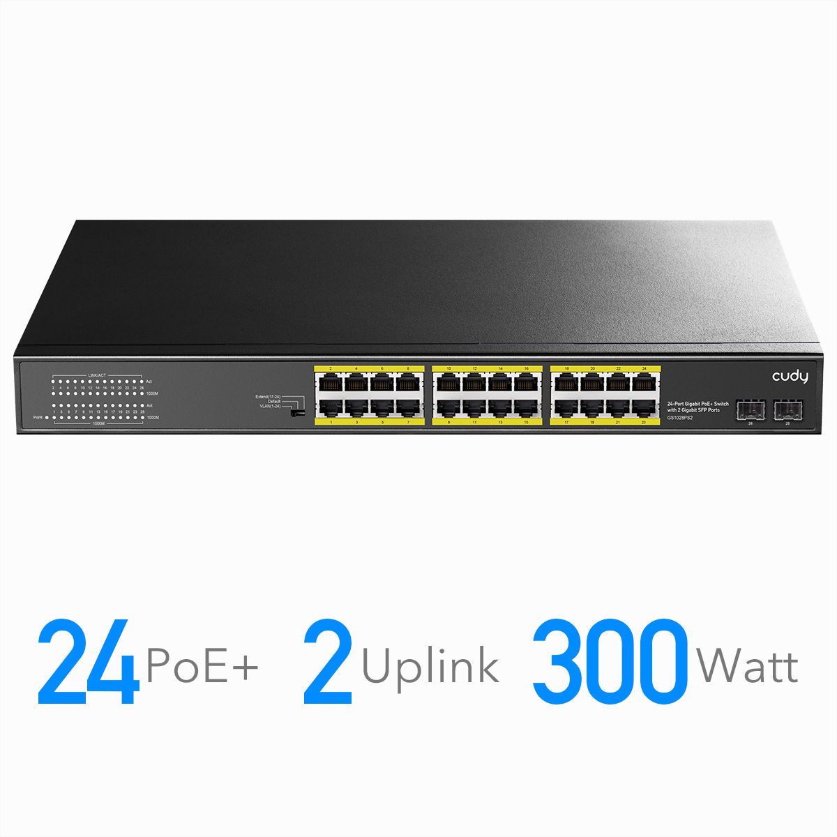 CUDY GS1028PS2 Switch 24P Gigabit PoE+, 2 ports SFP 300W
