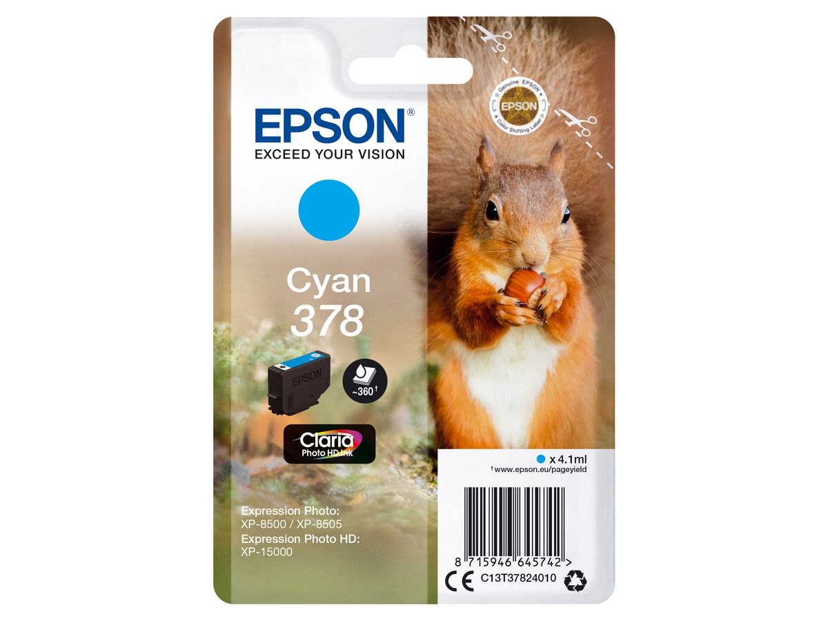 Epson Singlepack Cyan 378 Claria Photo HD Ink