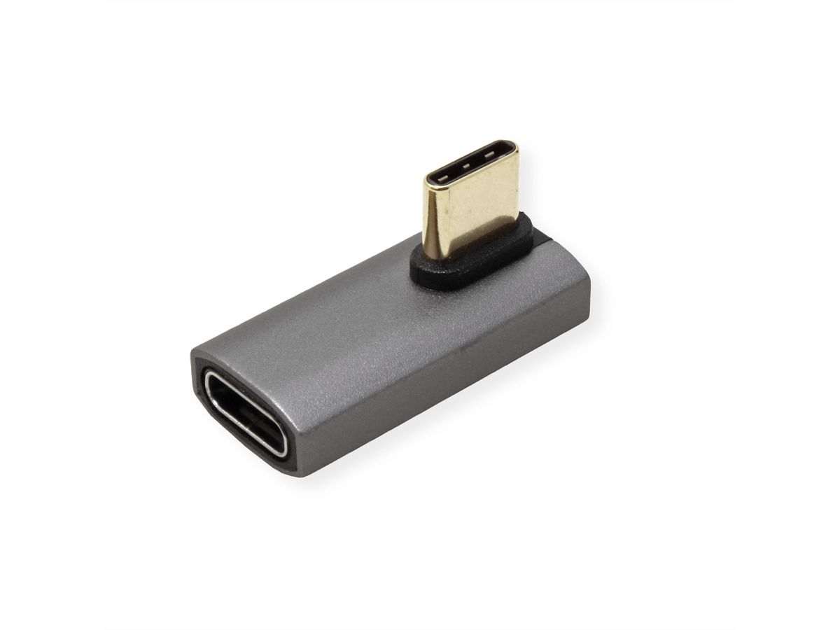 ROLINE Adaptateur USB4 Gen 3x2, Aluminium, coudé à 90°, Type C, M/F, argent