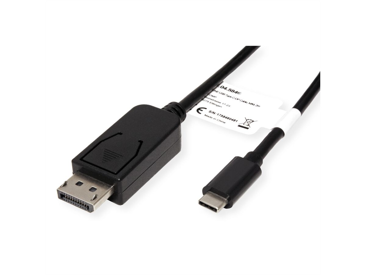 ROLINE Câble adaptateur type C - DisplayPort, v1.2, M/M, 2 m