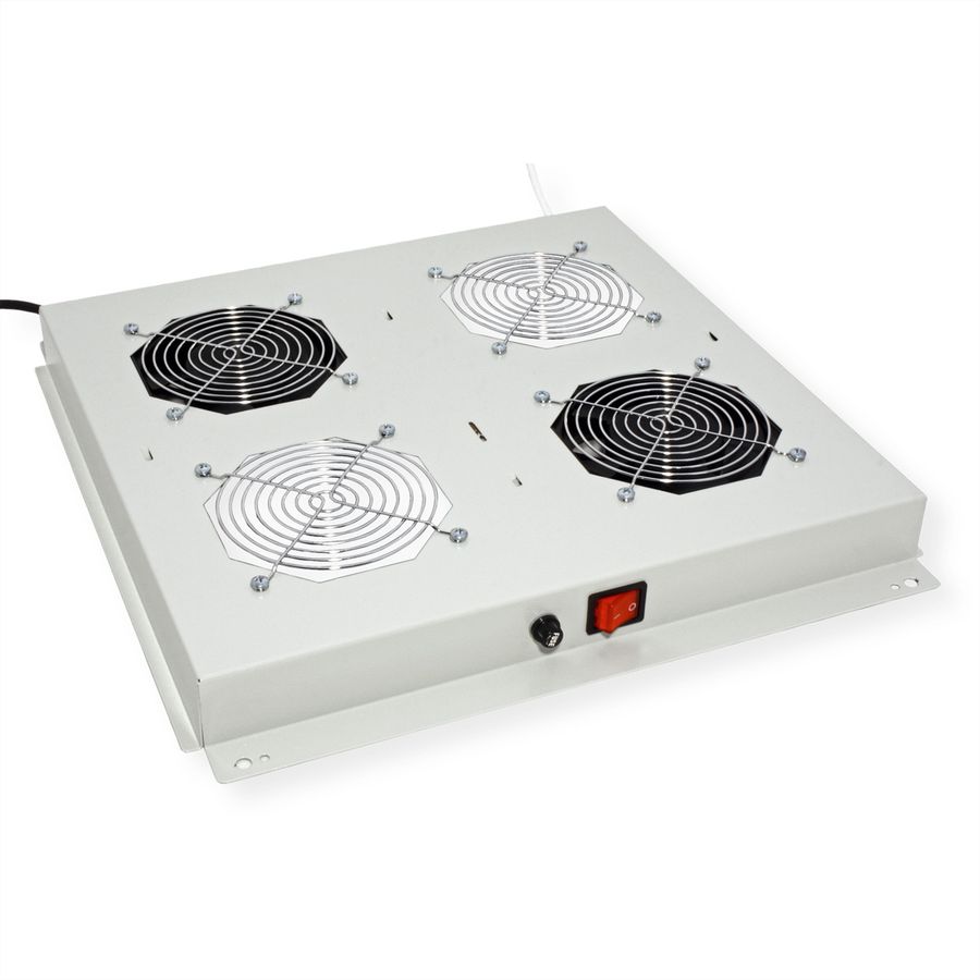 ROLINE 19" Unité de ventilation pour toit, 2 ventilateurs, thermostat, gris