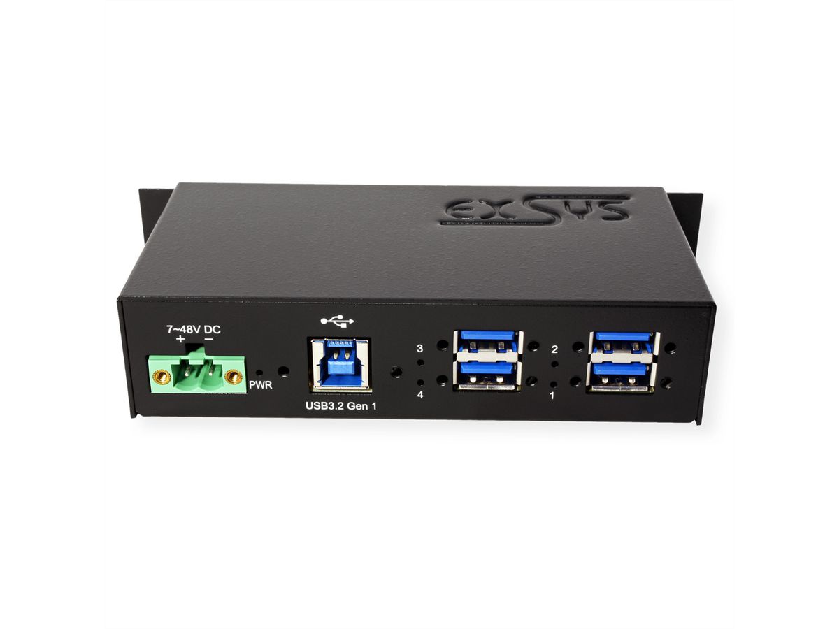 EXSYS EX-1185HMVS-2 Hub USB 3.2 Gen1 métal à 4 ports, protection de surtension 15KV ESD