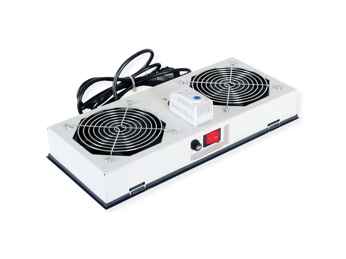 ROLINE Unité de ventilation - 2 ventilateurs, thermostat , pour Boîtier mural 19", gris