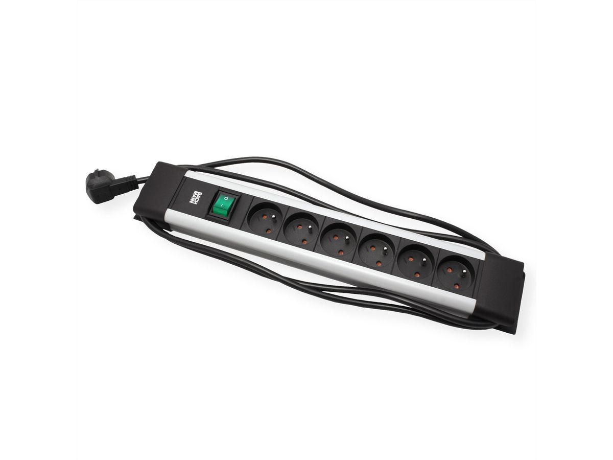 BACHMANN CONNECTUS 6xUTE , 1xinterrupteur 2,0m CEE7/7 gris