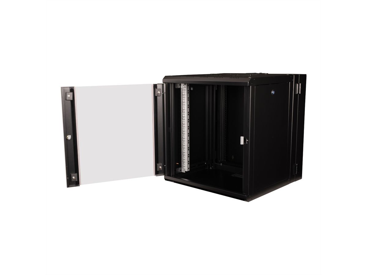 ROLINE 19" Boîtier mural Pro 12U, 600x600 LxP pivotant en 2 parties noir