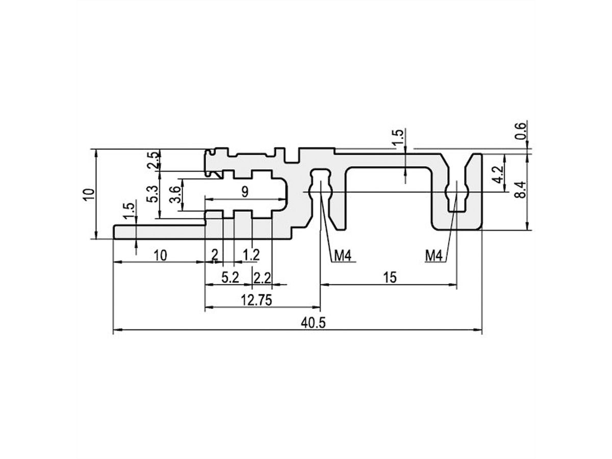 Rail horizontal SCHROFF, avant, type H-LD, lourd, lèvre longue, pour application IEEE, 42 HP